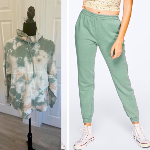 PINK Tie Die Campus Cowl Neck and Jogger set - Picture 1 of 13